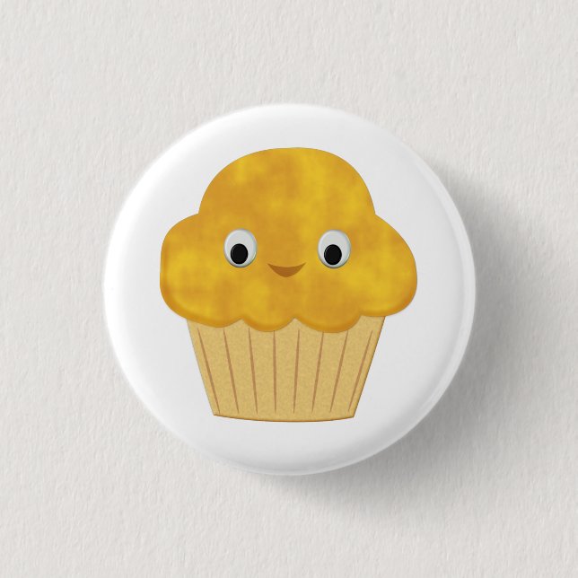 Niedlicher Cartoon Mais Muffin Button (Vorderseite)