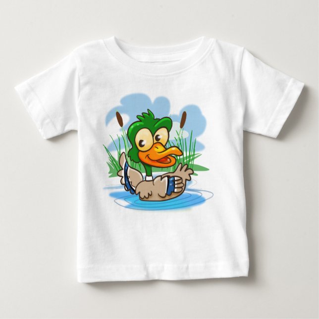 Niedlicher Cartoon Mallard Duck Baby T-shirt (Vorderseite)