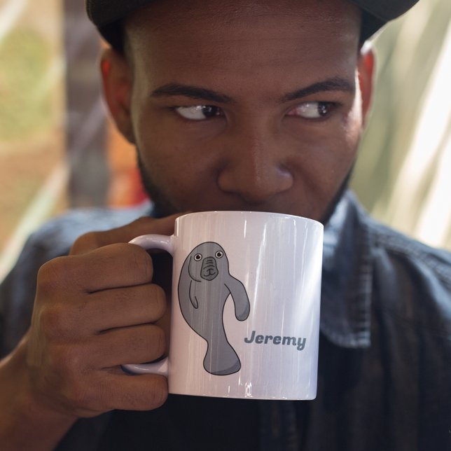 Niedlicher Cartoon Manatee Personalisiert Kaffeetasse (Von Creator hochgeladen)