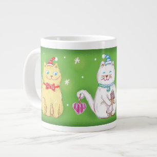 Niedlicher Cartoon Meowy Weihnachtskatzen in Weihn Jumbo-Tasse