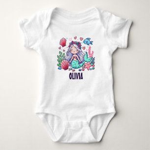 Niedlicher Cartoon Mermaid Personalisiert Baby Strampler