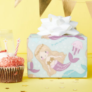 Niedlicher Cartoon Mermaid Wrapping Geschenkpapier