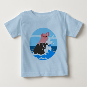 Niedlicher Cartoon Merwine auf einem Rock Baby T - T-shirt