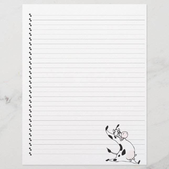 Niedlicher Cartoon Milchkuh Lined Pet Letterhead (Vorderseite)