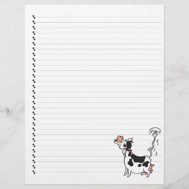 Niedlicher Cartoon Milchkuh Lined Pet Letterhead (Vorderseite)