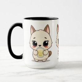 Niedlicher Cartoon mit Adorable Dog Trinken Tasse