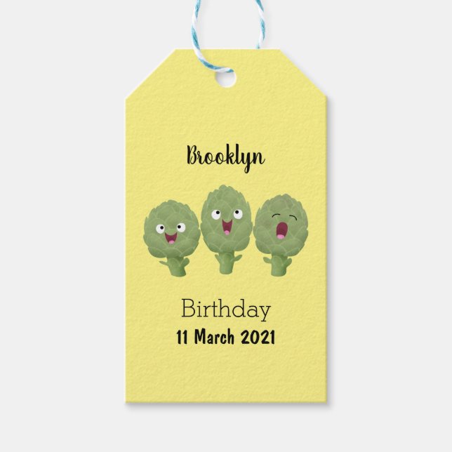 Niedlicher Cartoon mit Artischocken Geschenkanhänger (Vorderseite)