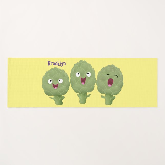 Niedlicher Cartoon mit Artischocken Yogamatte (Vorderseite (Horizontal))