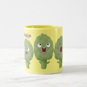 Niedlicher Cartoon mit Artischocken Zweifarbige Tasse