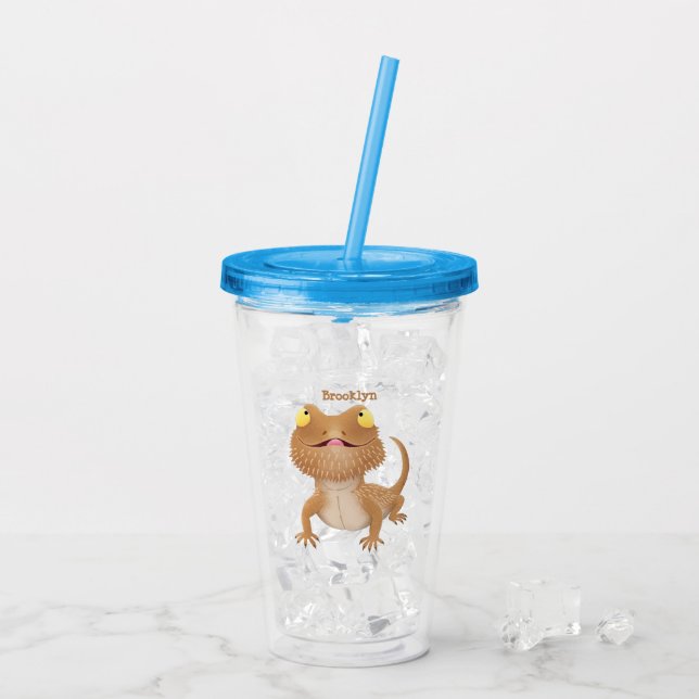 Niedlicher Cartoon mit Bartentreue Acryltrinkbecher (Rückseite Ice)