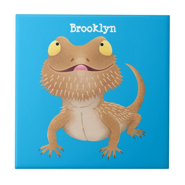 Niedlicher Cartoon mit Bartentreue Fliese (Vorderseite)