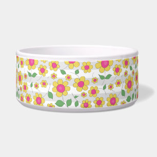 Niedlicher Cartoon mit Blumenmotiv, gelbe Doodles Napf