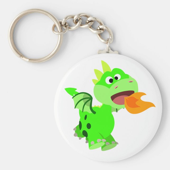 Niedlicher Cartoon mit Feuerspucken Kinderdrache Schlüsselanhänger (Vorne)