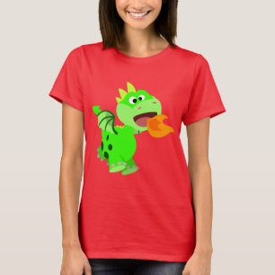 Niedlicher Cartoon mit Feuerspucken Kinderdrache T-Shirt