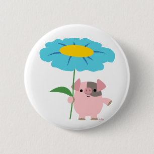Niedlicher Cartoon mit Gift (blau) Button-Abzeiche Button