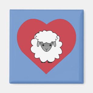 Niedlicher Cartoon mit Herz im Hintergrund Magnet