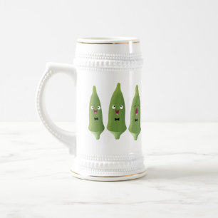 Niedlicher Cartoon mit Okra Bierglas