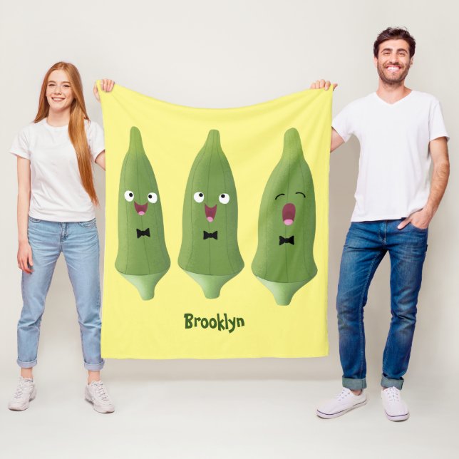 Niedlicher Cartoon mit Okra Fleecedecke (Beispiel)