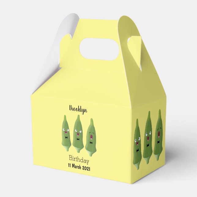 Niedlicher Cartoon mit Okra Geschenkschachtel (Vorderseite)