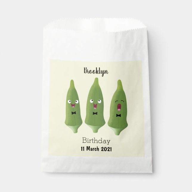 Niedlicher Cartoon mit Okra Geschenktütchen (Vorderseite)