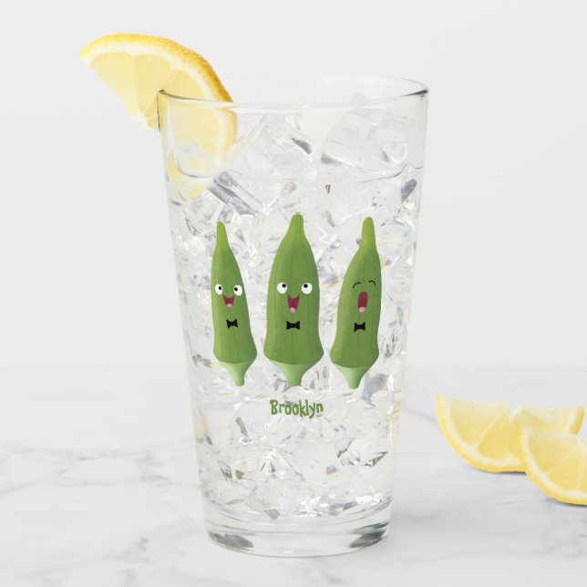 Niedlicher Cartoon mit Okra Glas (Vorderseite Ice)