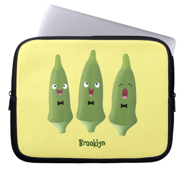 Niedlicher Cartoon mit Okra Laptopschutzhülle (Vorderseite)