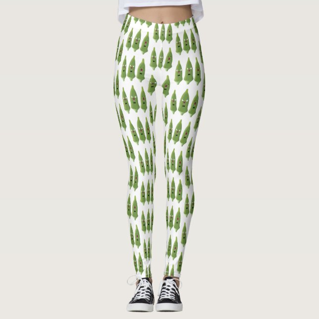 Niedlicher Cartoon mit Okra Leggings (Vorderseite)