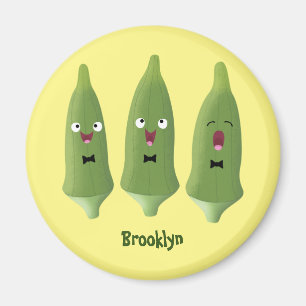 Niedlicher Cartoon mit Okra Magnet