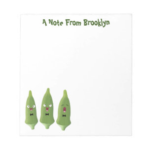 Niedlicher Cartoon mit Okra Notizblock