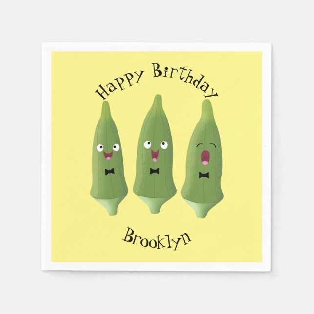 Niedlicher Cartoon mit Okra Serviette (Vorderseite)