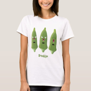 Niedlicher Cartoon mit Okra T-Shirt