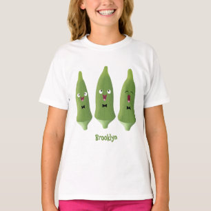 Niedlicher Cartoon mit Okra T-Shirt