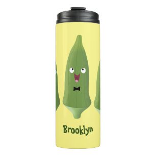 Niedlicher Cartoon mit Okra Thermosbecher