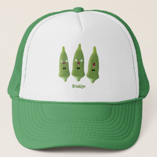 Niedlicher Cartoon mit Okra Truckerkappe