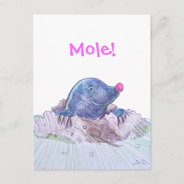 Niedlicher Cartoon Mole und Molehill Postkarte (Vorderseite)