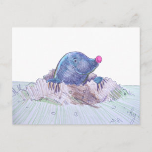 Niedlicher Cartoon Mole und Molehill Postkarte