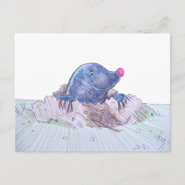 Niedlicher Cartoon Mole und Molehill Postkarte (Vorderseite)