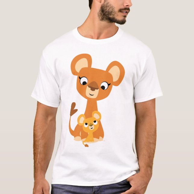 Niedlicher Cartoon Mother Lion and cub- Children T T-Shirt (Vorderseite)