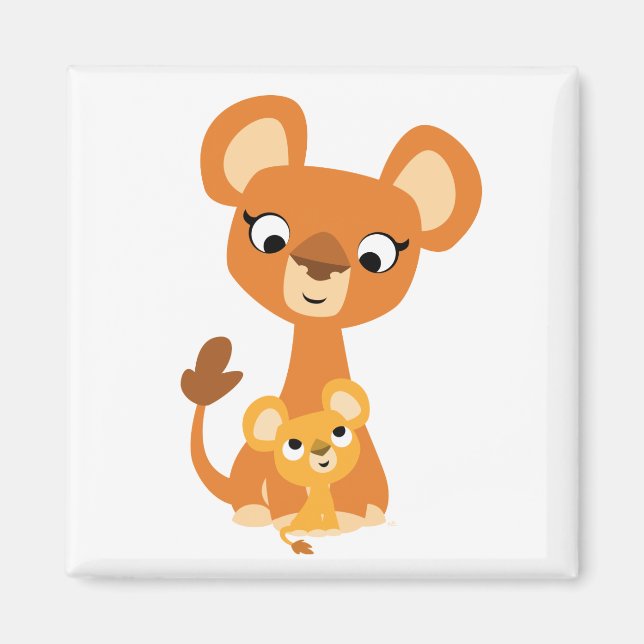 Niedlicher Cartoon Mother Lion and cube magnet (Vorne)