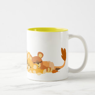 Niedlicher Cartoon Mum Lion und Cubs Tasse