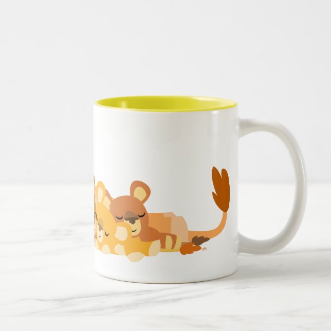 Niedlicher Cartoon Mum Lion und Cubs Tasse (Rechts)