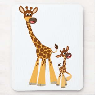 Niedlicher Cartoon Mutter Giraffe und Calf Mousepa Mousepad