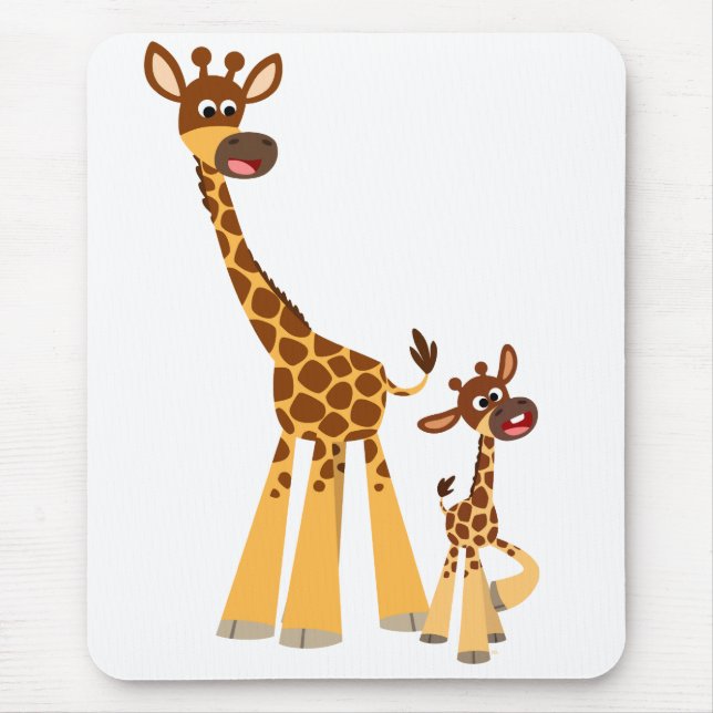 Niedlicher Cartoon Mutter Giraffe und Calf Mousepa Mousepad (Vorne)