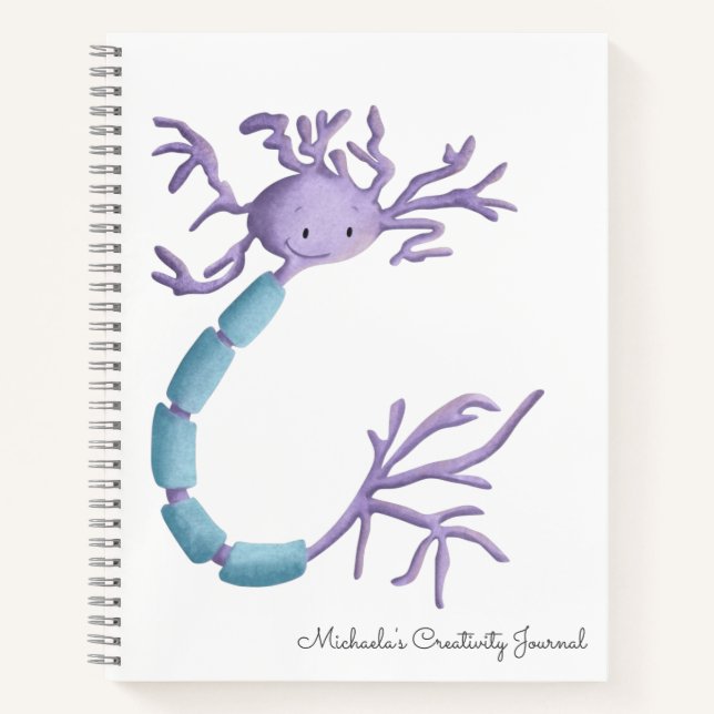 Niedlicher Cartoon Neuron Illustration Personalisi Notizbuch (Vorderseite)