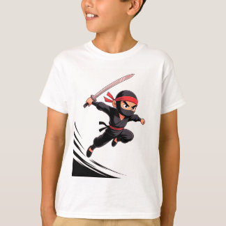Niedlicher Cartoon Ninja Boy with Sword - Action P T-Shirt