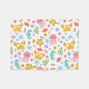 Niedlicher Cartoon Ocean Sea Seashell, Starfish Su Fleecedecke