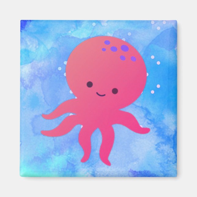 Niedlicher Cartoon Octopus im Wasser des blauen Oz Magnet (Vorne)