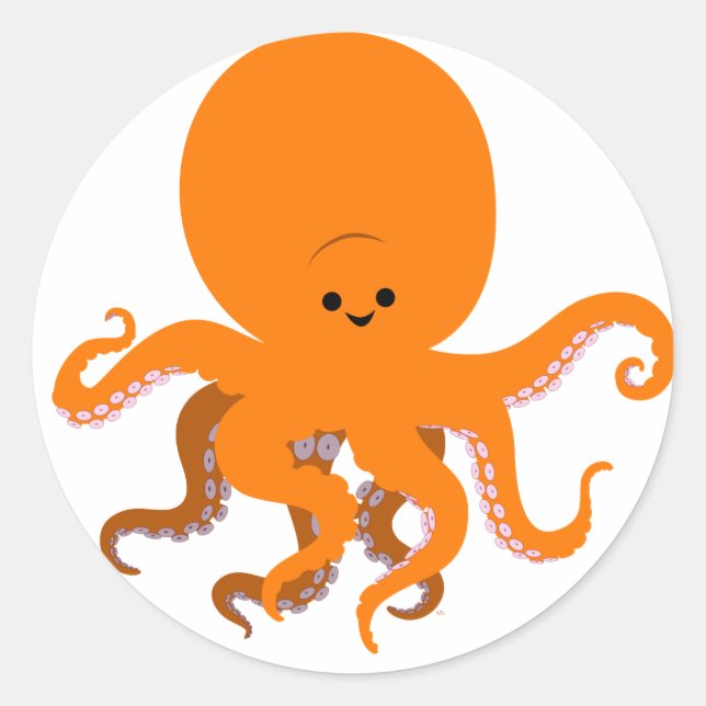 Niedlicher Cartoon Octopus Sticker (Vorderseite)
