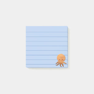 Niedlicher Cartoon Oktopus mit Imitaten Holzdruck Post-it Klebezettel