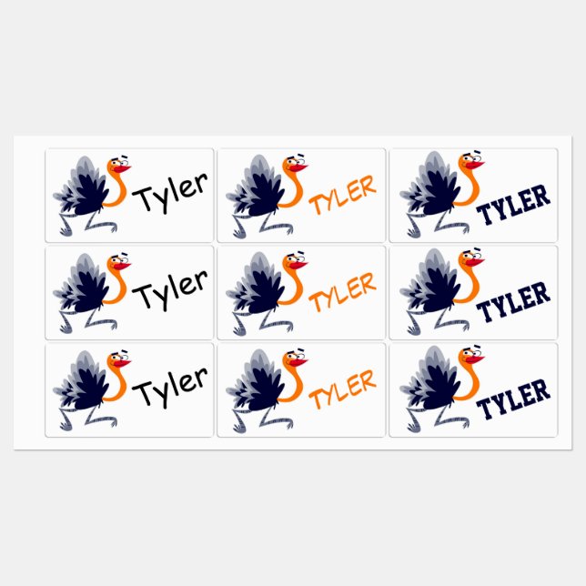 Niedlicher Cartoon Ostrich Etiketten (Blatt)